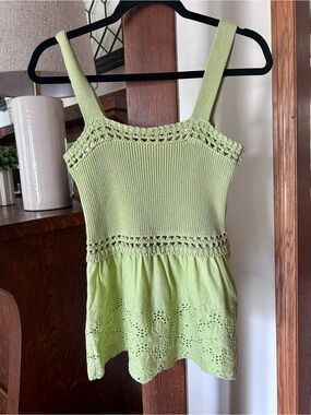 Fate Green Crochet Knit & Eyelet Camisole